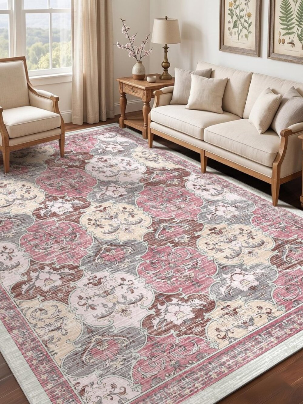 8x10 Area Rugs for Living Room, Non-Slip Washable Oriental Moroccan Trellis
